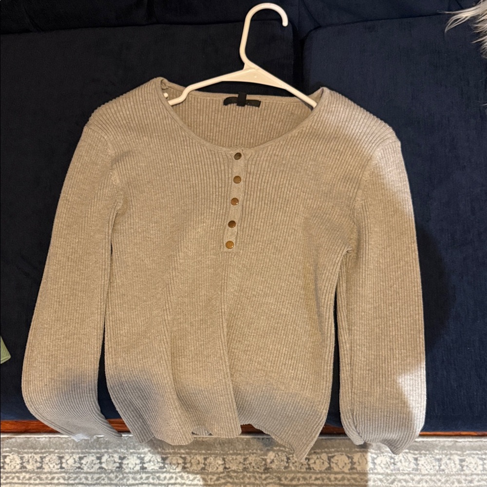 Zara Light Gray Ribbed Knit Top